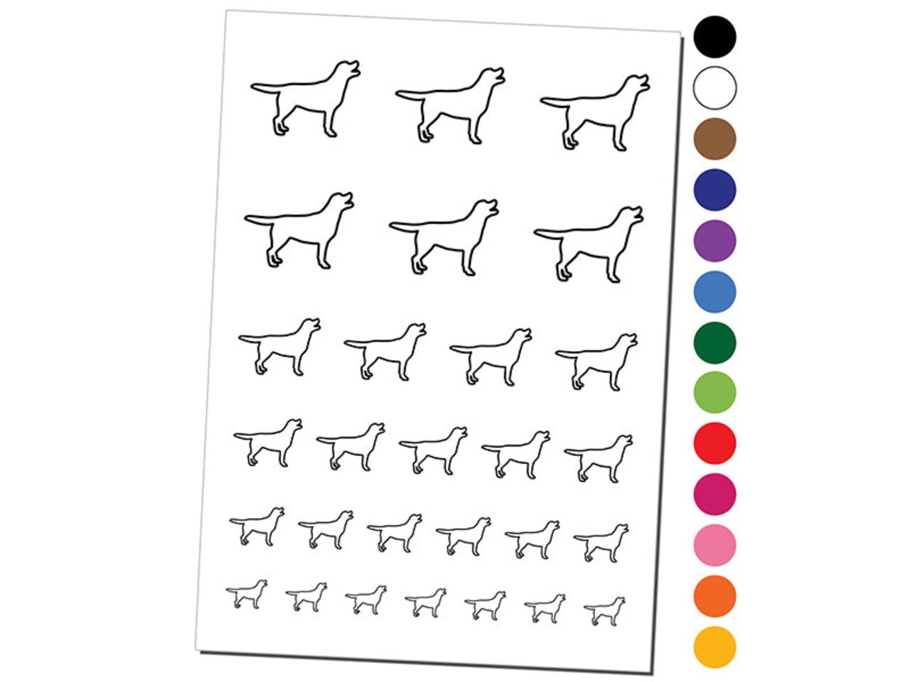 Labrador Retriever Dog Outline Temporary Tattoo Water Resistant Fake Body Art Set Collection